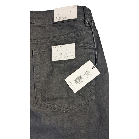 WeWoreWhat Raw Edge Hi Rise Flare Shorts Black Denim from Saks SZ 30 New w/tags - Picture 6 of 9